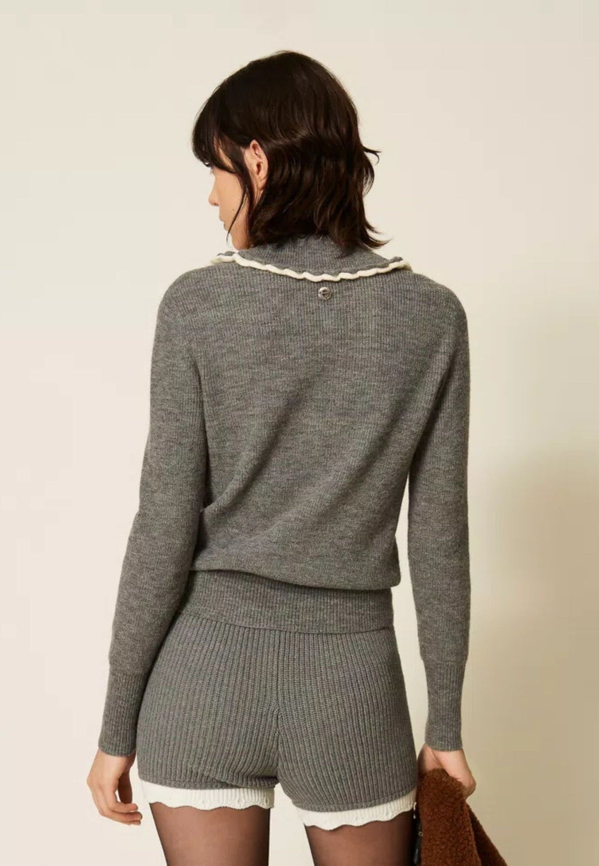Maglia Twinset Actitude a polo con colletto crochet 