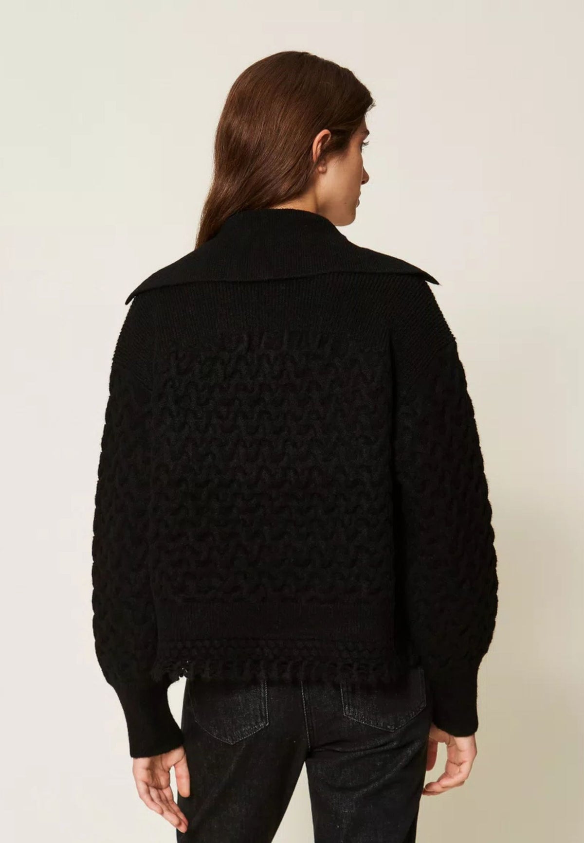 Maglia Twinset Actitude con trecce e crochet 