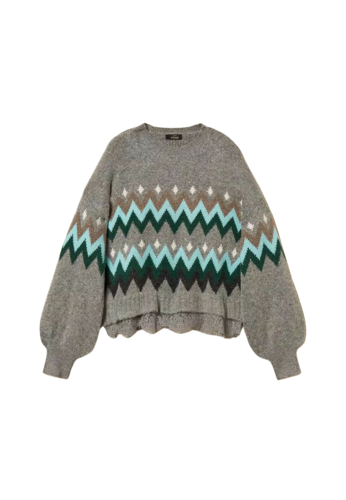 Twinset Actitude - Maglia Jacquard Chevron con Pizzo 