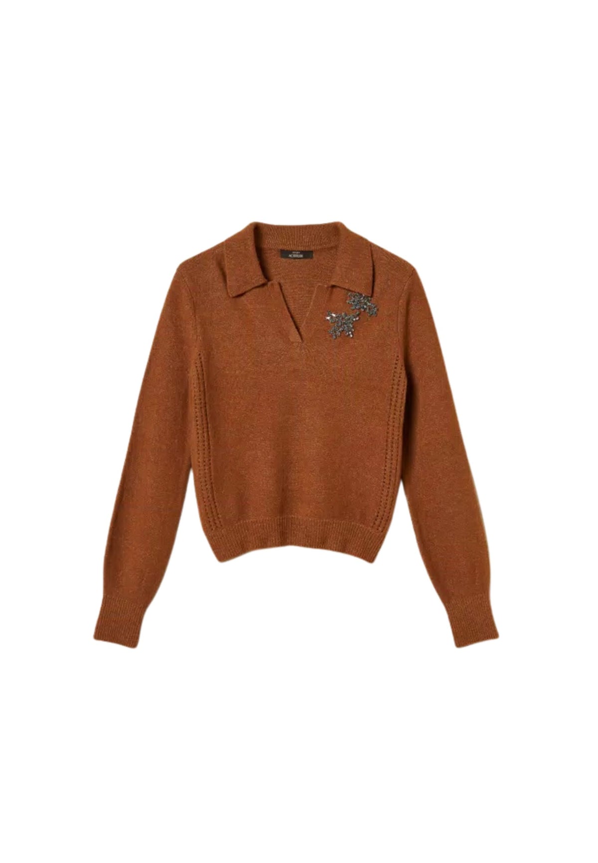 Twinset Actitude - Maglia Polo con Ricami Cabochon 