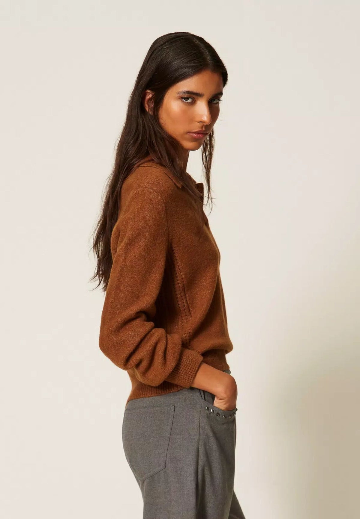 Twinset Actitude - Maglia Polo con Ricami Cabochon 