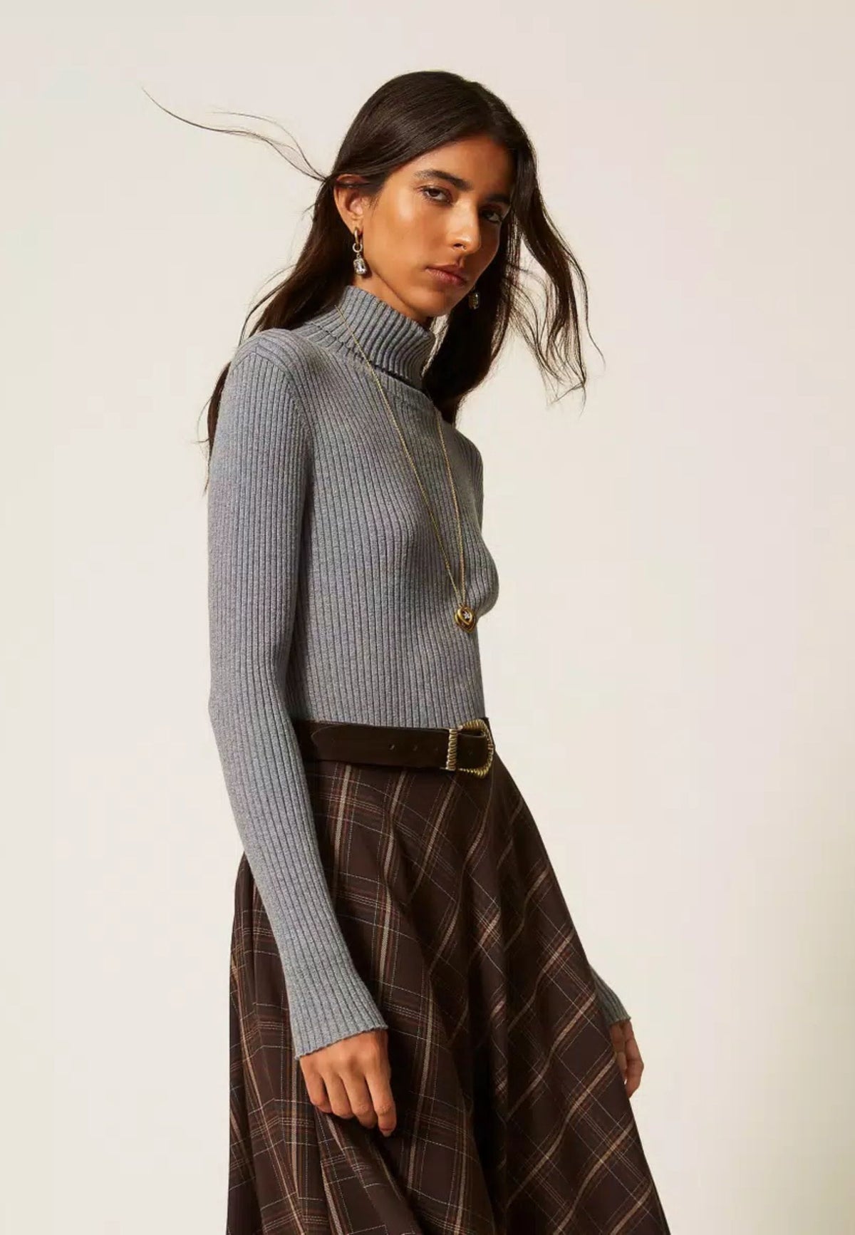 Twinset Actitude - Maglia Fitted Dolcevita a Costine 
