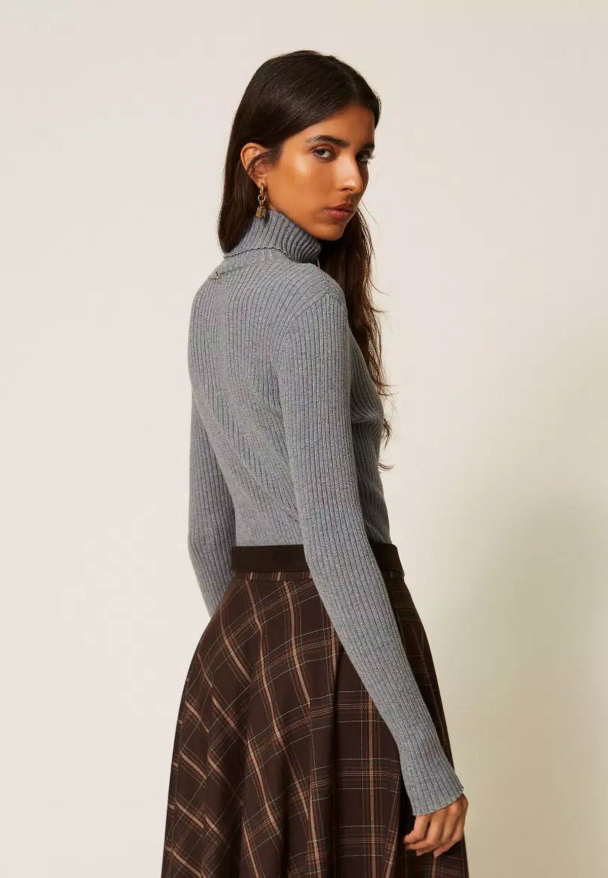 Twinset Actitude - Maglia Fitted Dolcevita a Costine 