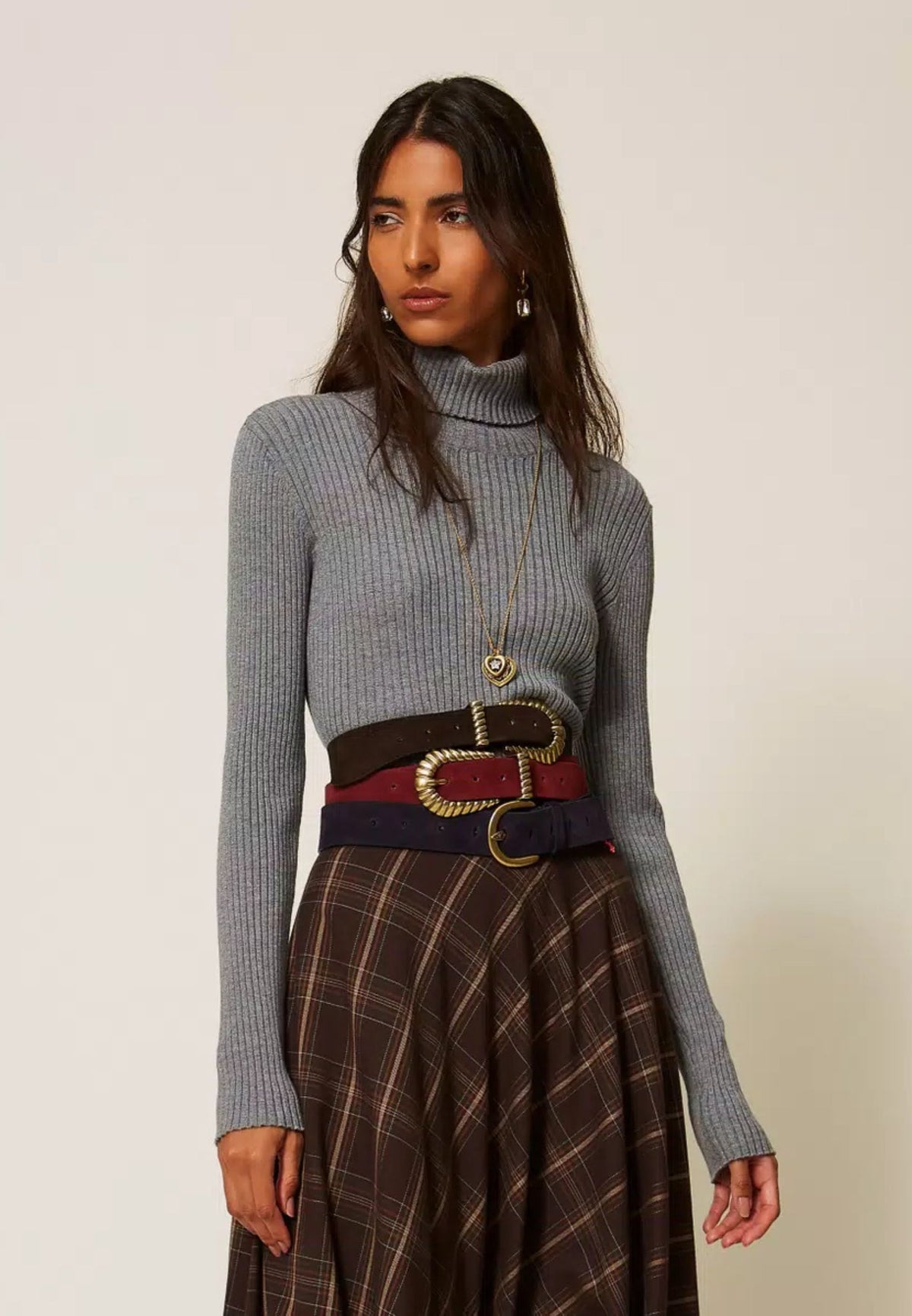 Twinset Actitude - Maglia Fitted Dolcevita a Costine 