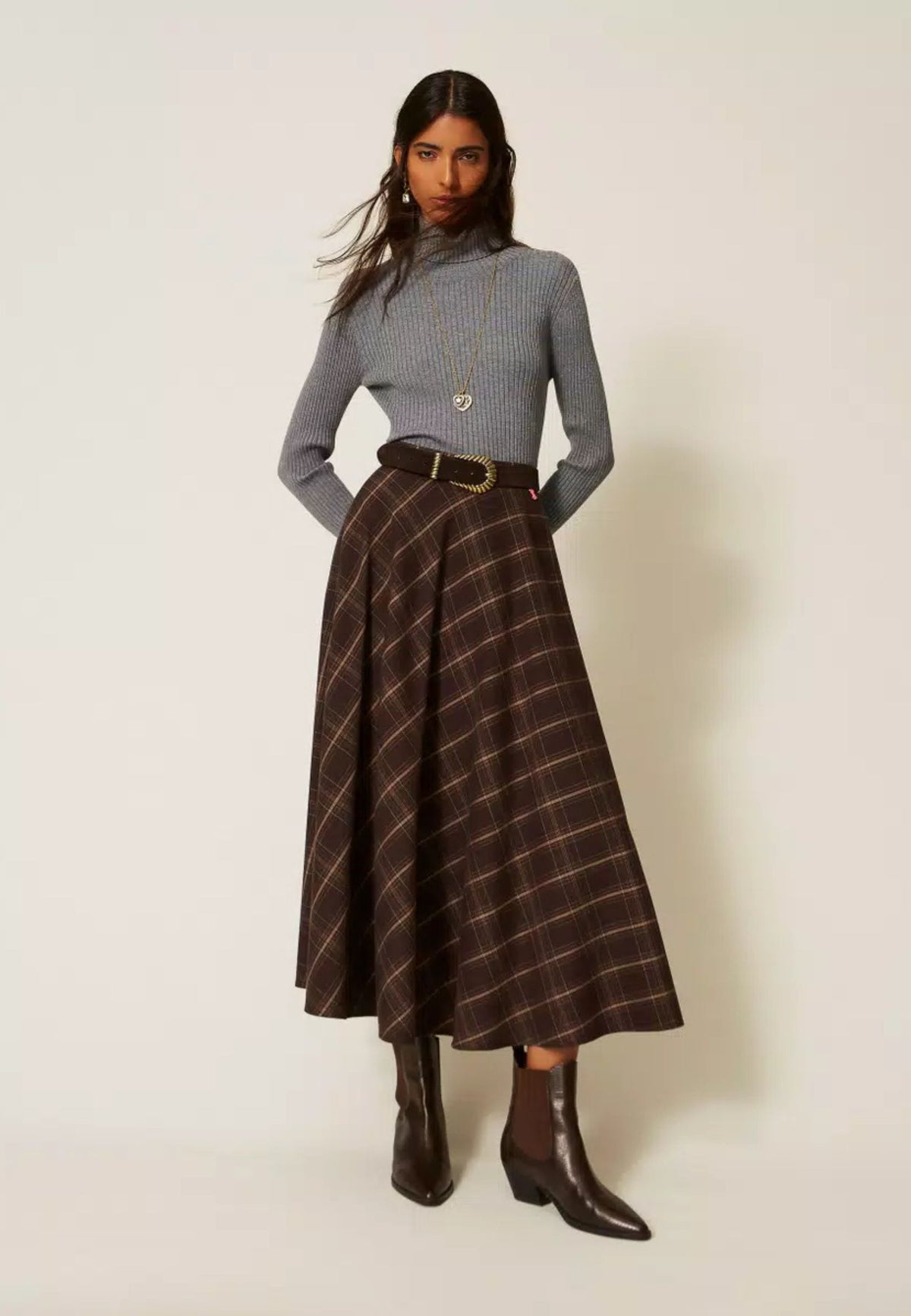 Twinset Actitude - Maglia Fitted Dolcevita a Costine 