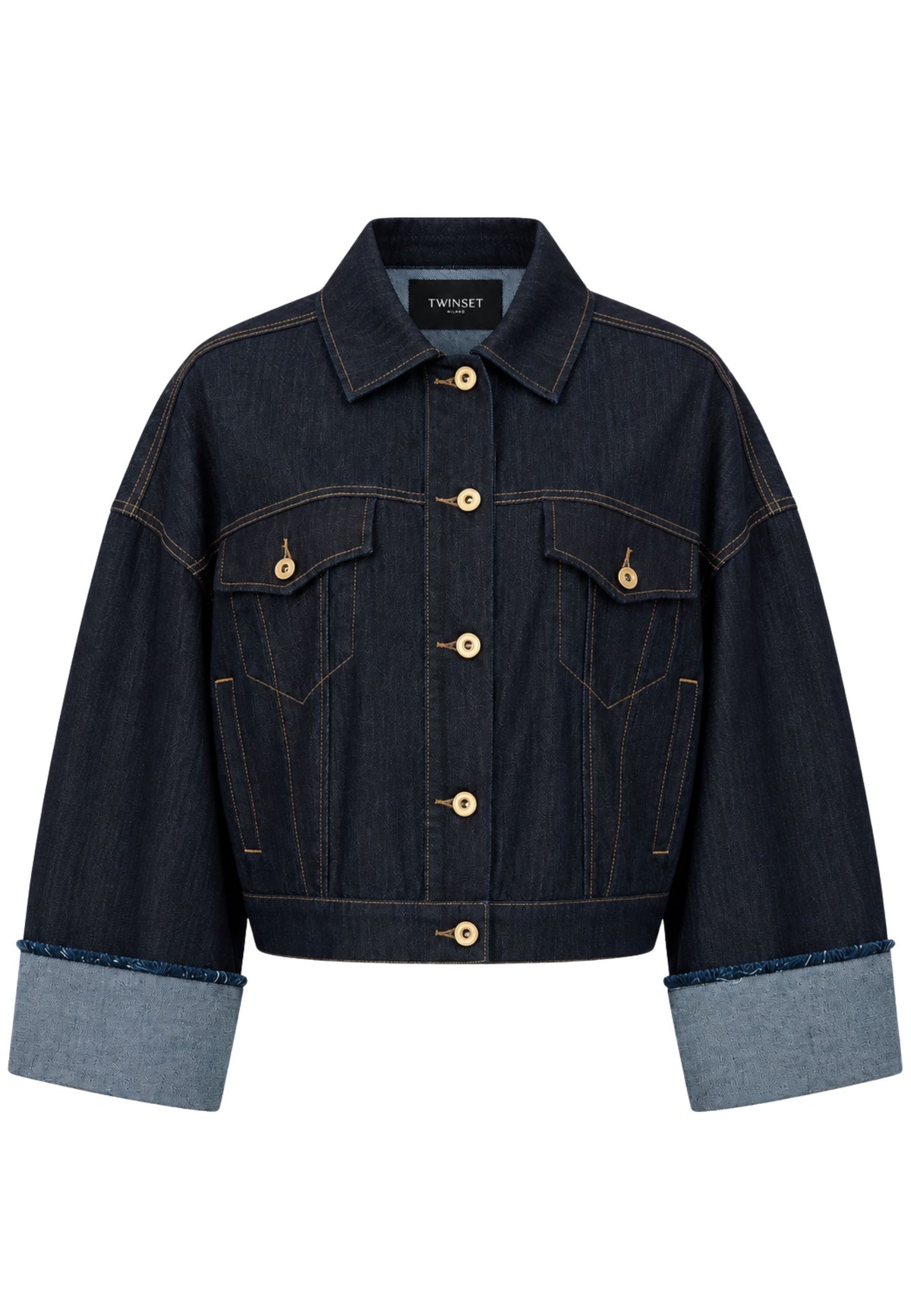 TWINSET - Giubbino in Denim con Polsini a Contrasto 