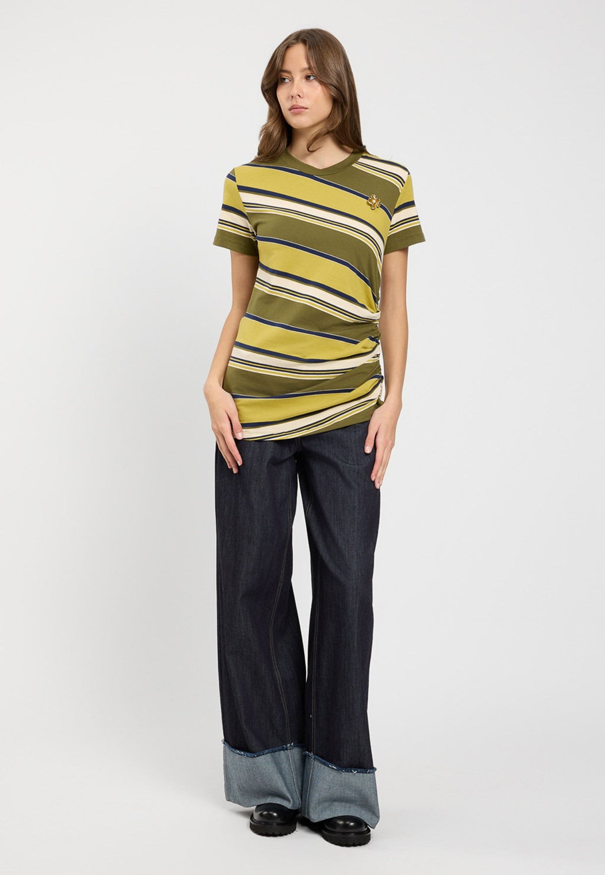 TWINSET - Jeans flare fit con risvolto a contrasto 
