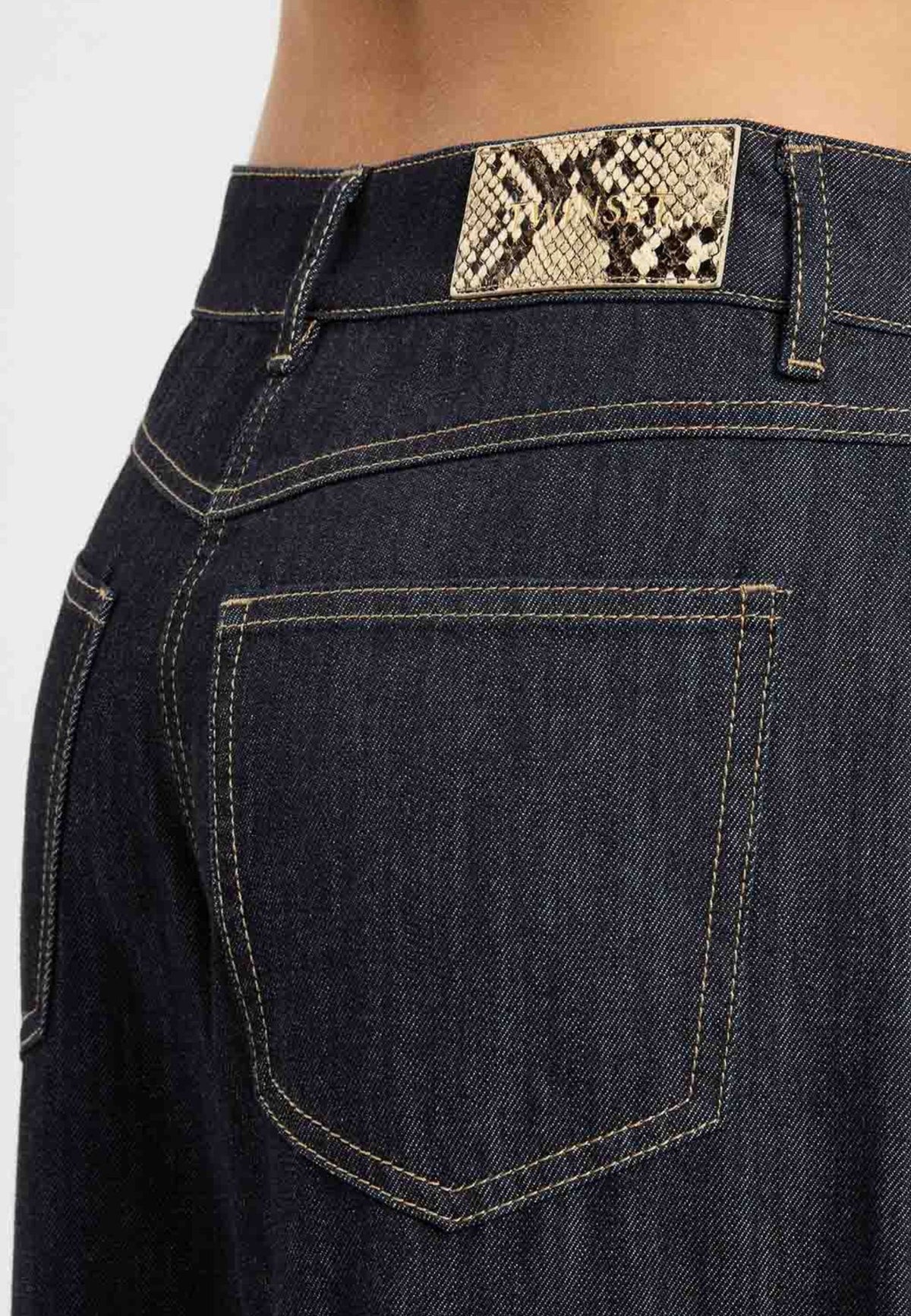 TWINSET - Jeans flare fit con risvolto a contrasto 