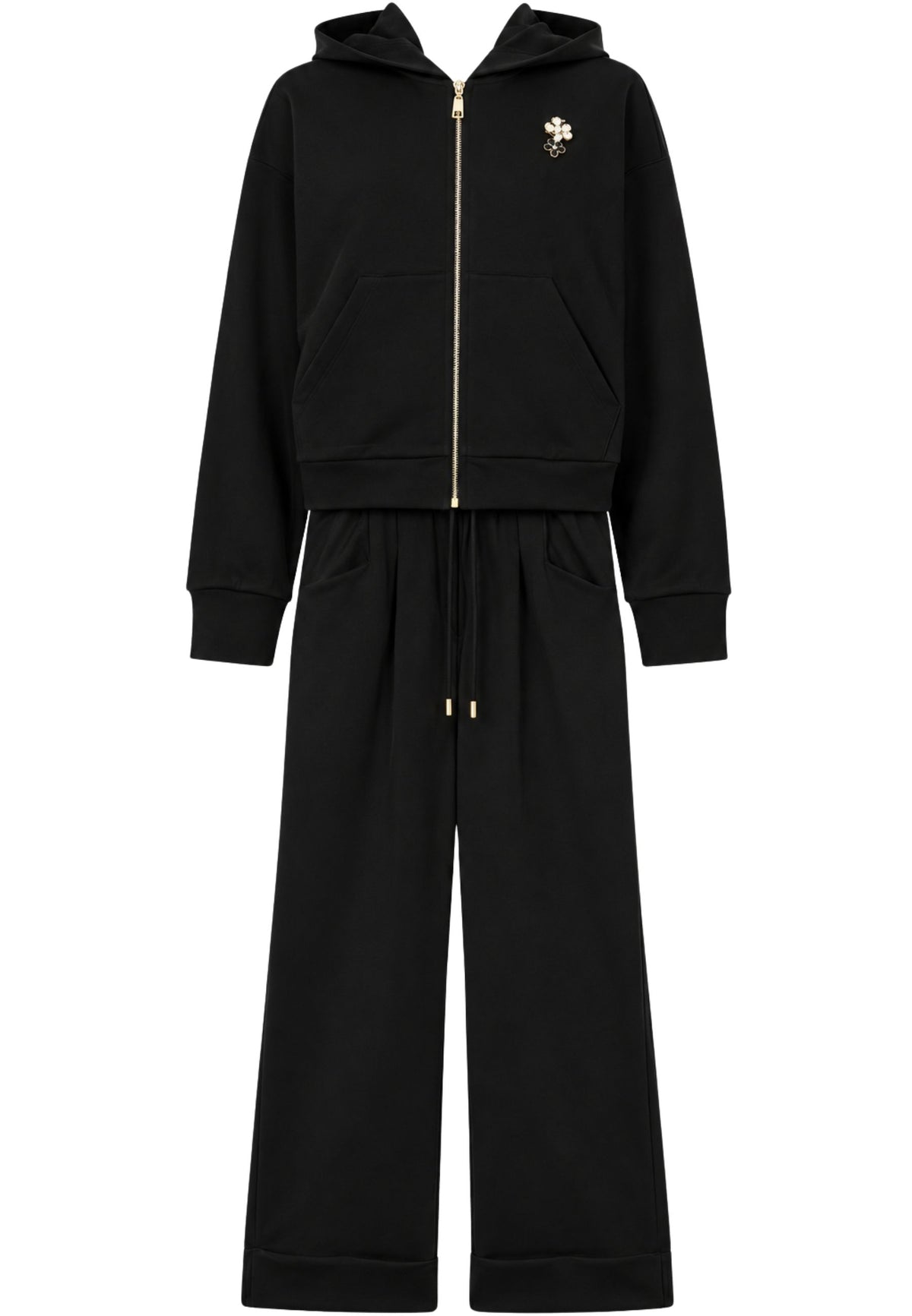 TWINSET - Completo Tuta con Felpa e Pantaloni Wide Leg 