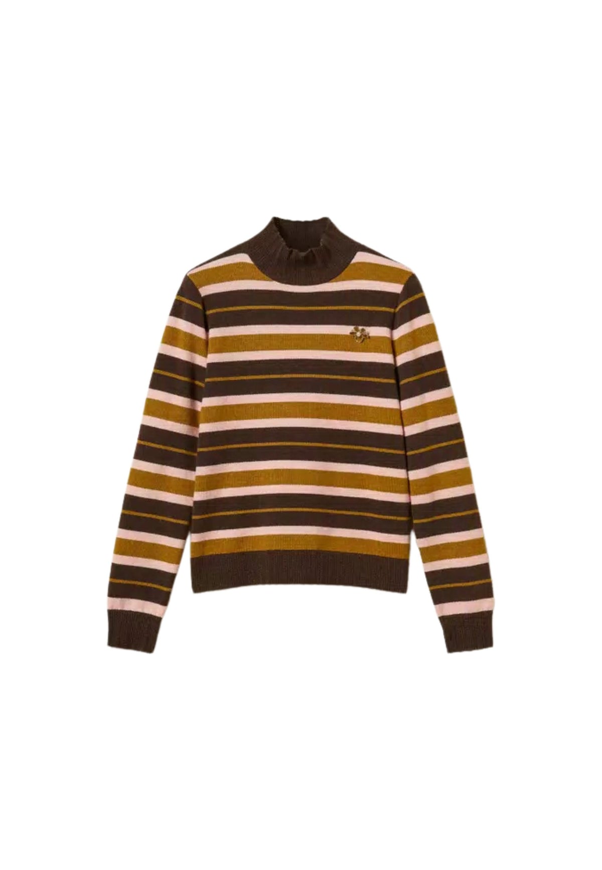 Twinset - Maglia a Lupetto con Spilla a Righe 