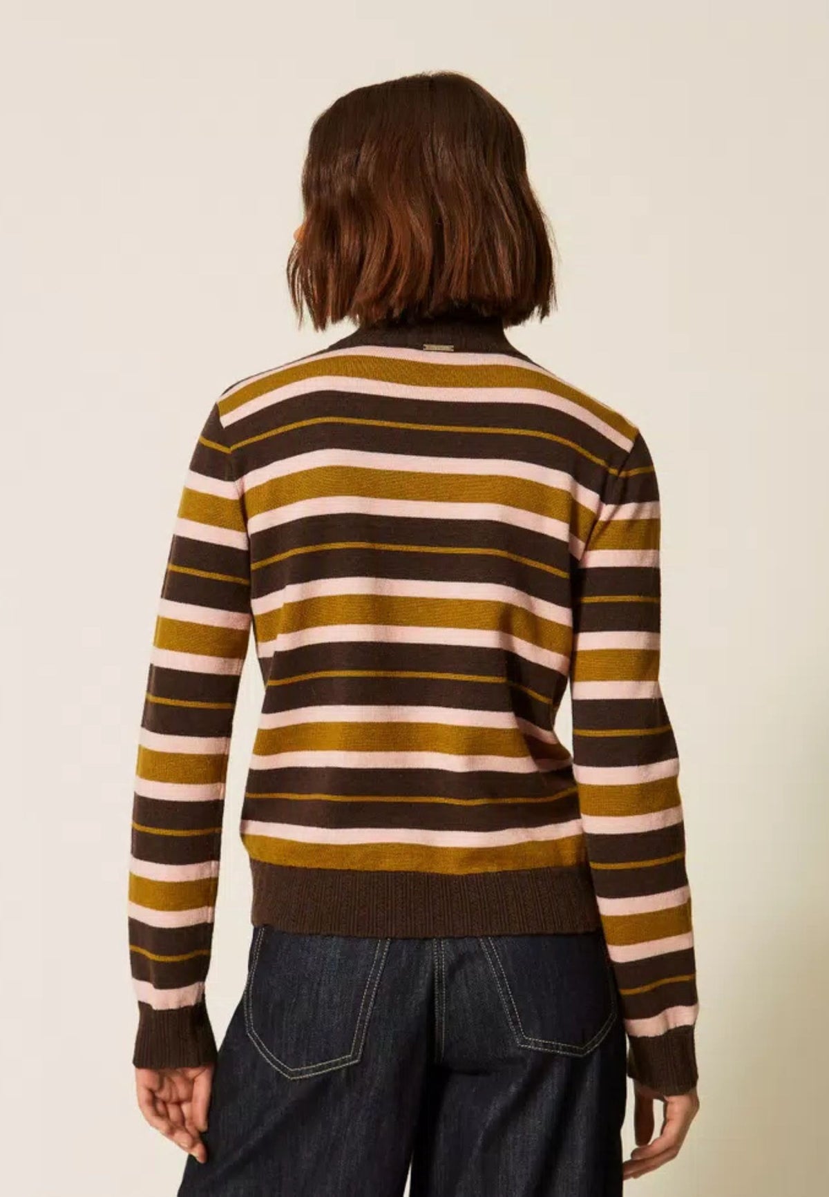 Twinset - Maglia a Lupetto con Spilla a Righe 