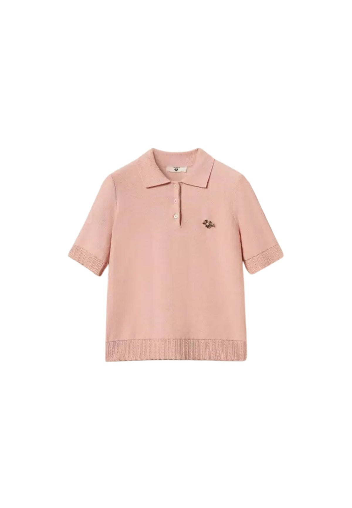 Twinset - Maglia Polo con Spilla Powder Rose 