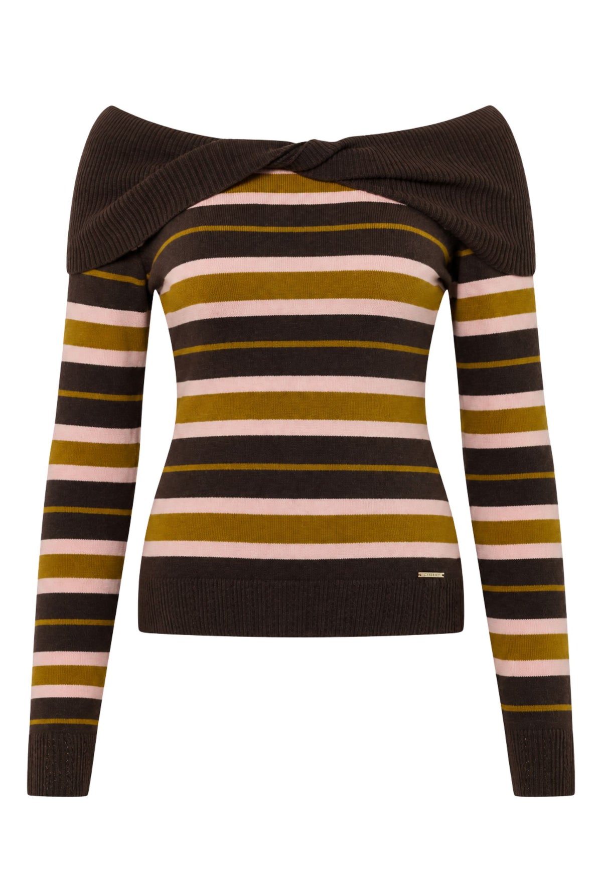 TWINSET - Maglia a Righe con Scollo Bardot 