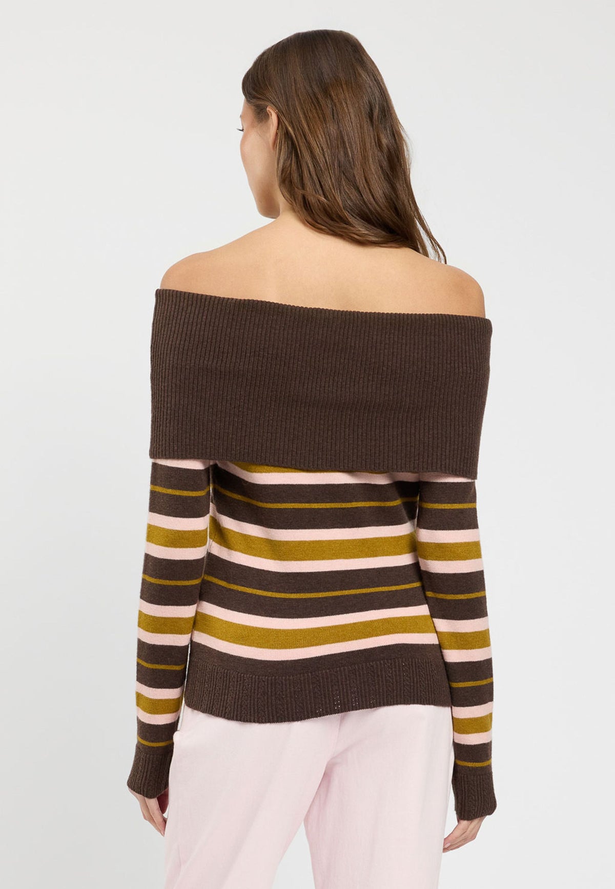 TWINSET - Maglia a Righe con Scollo Bardot 