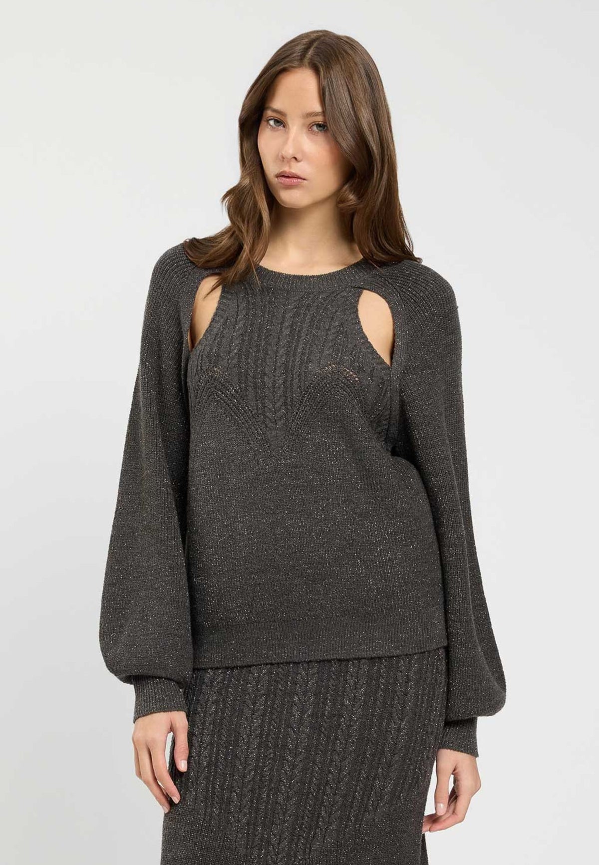 TWINSET - Maglia traforata con maniche lavorate 