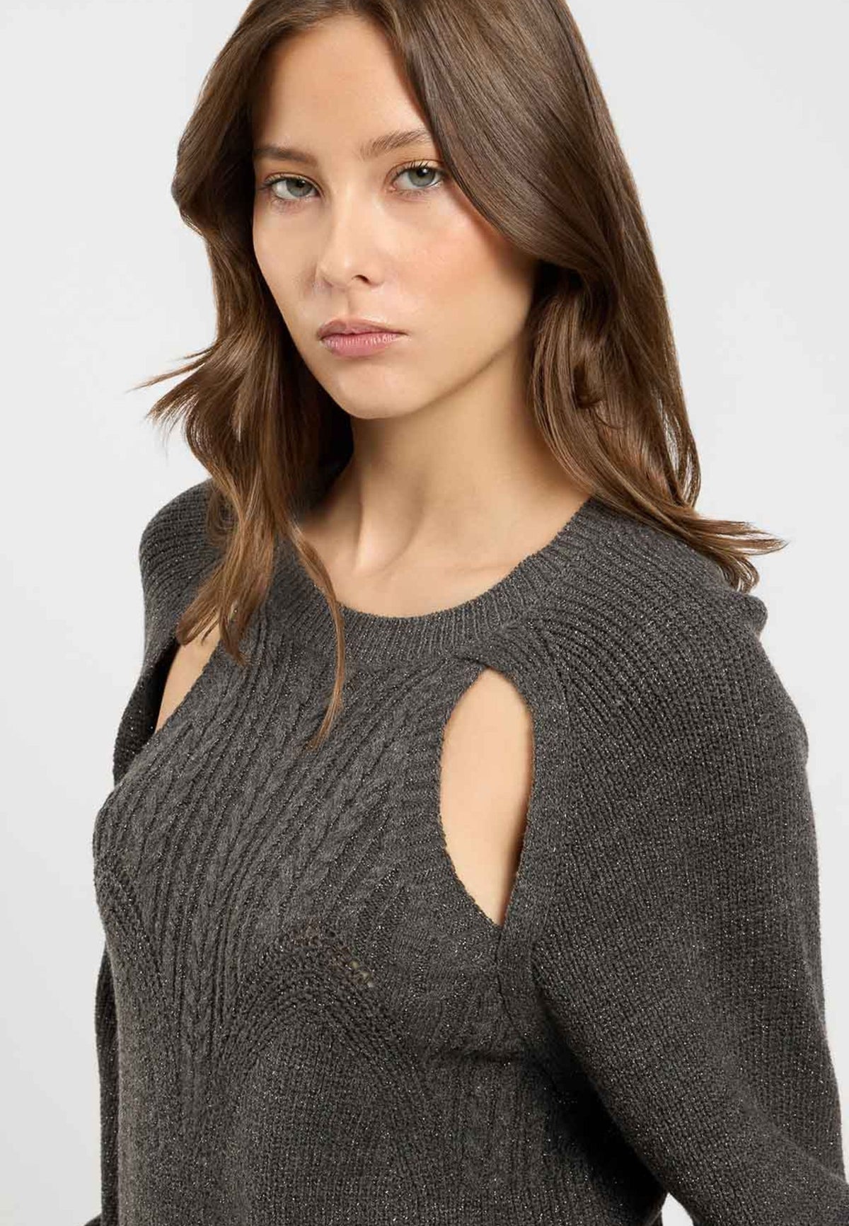 TWINSET - Maglia traforata con maniche lavorate 