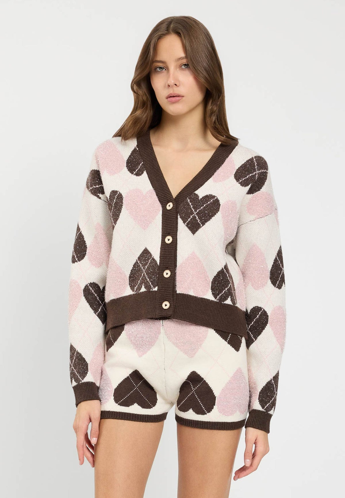 TWINSET - Cardigan cropped check con dettagli a contrasto 
