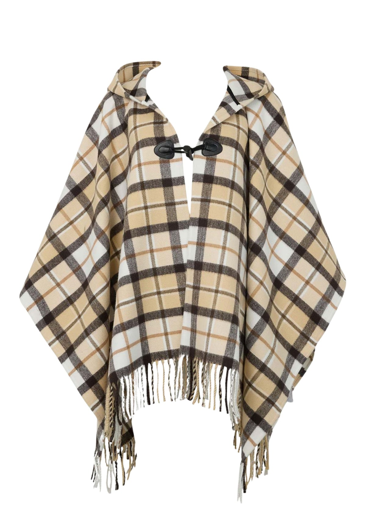 TWINSET - Poncho check con frange 