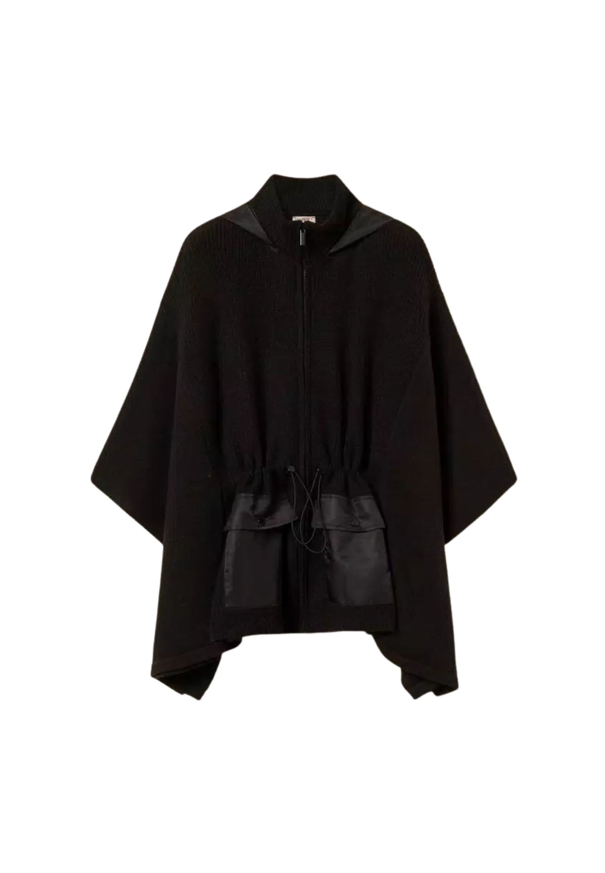 Poncho Twinset in maglia con cappuccio 