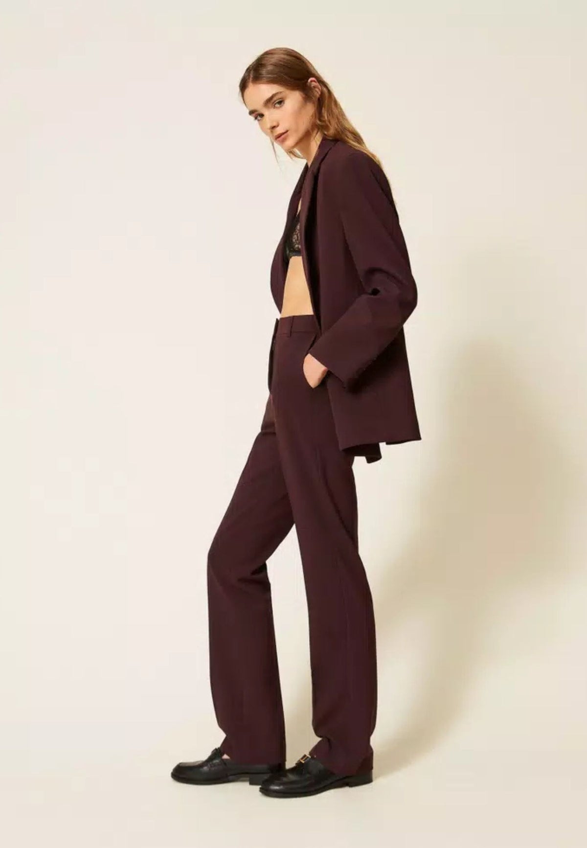 Pantaloni Twinset a sigaretta in fresco lana 