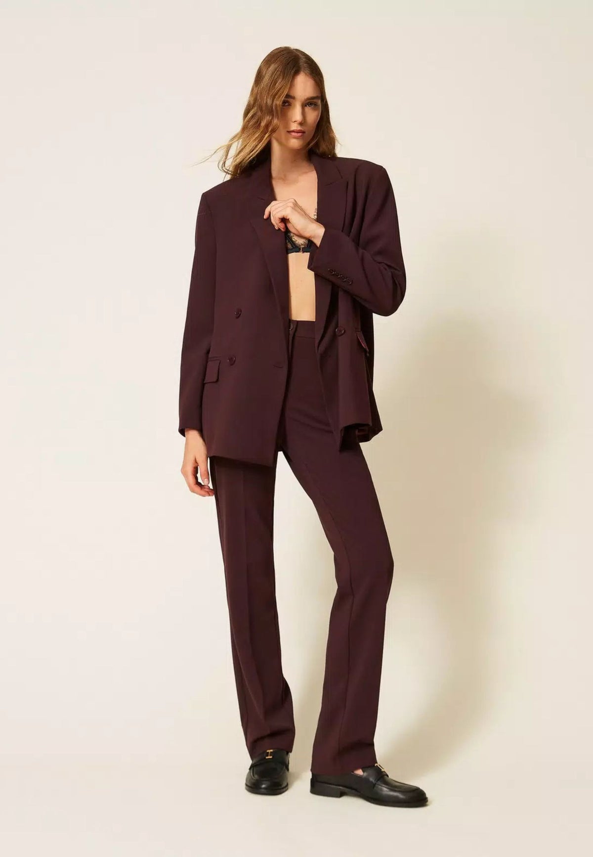 Pantaloni Twinset a sigaretta in fresco lana 