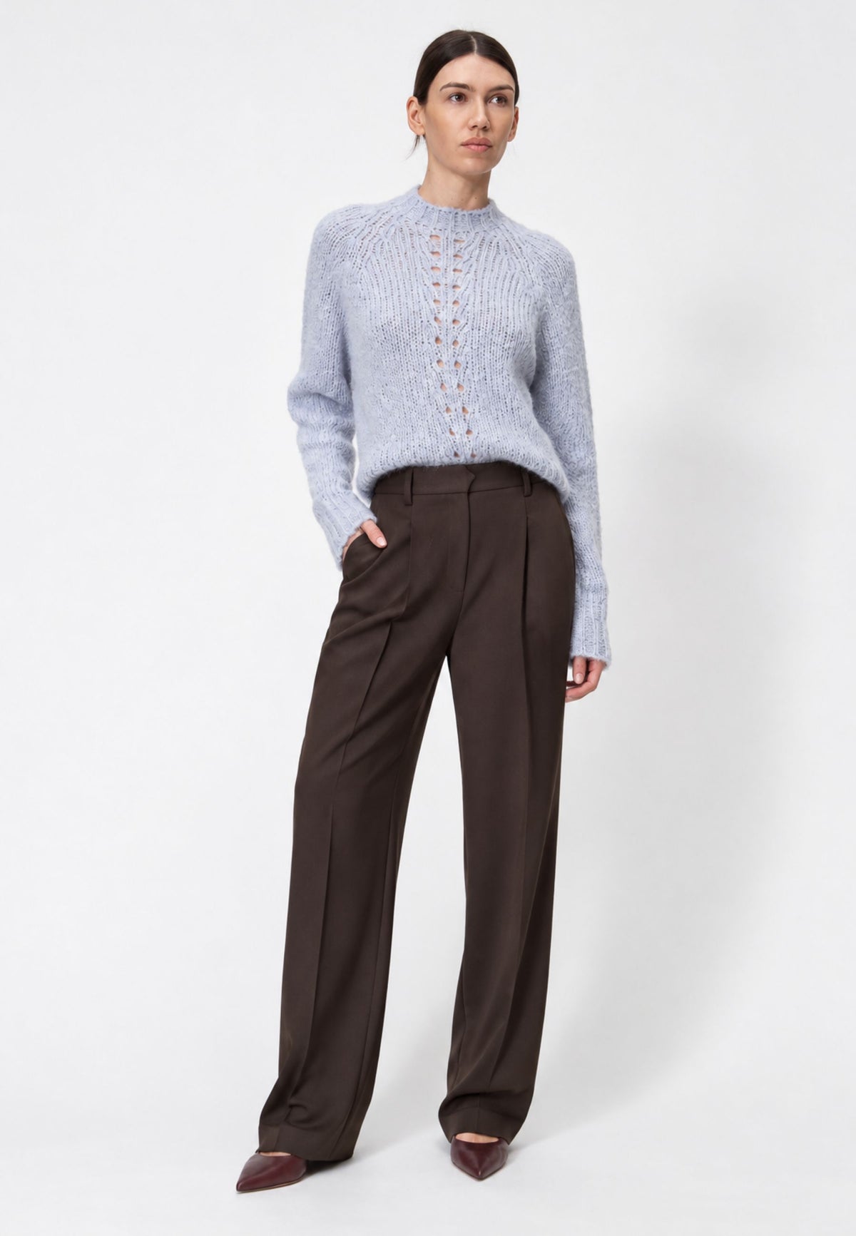 TWINSET - Pantalone sartoriale marrone 