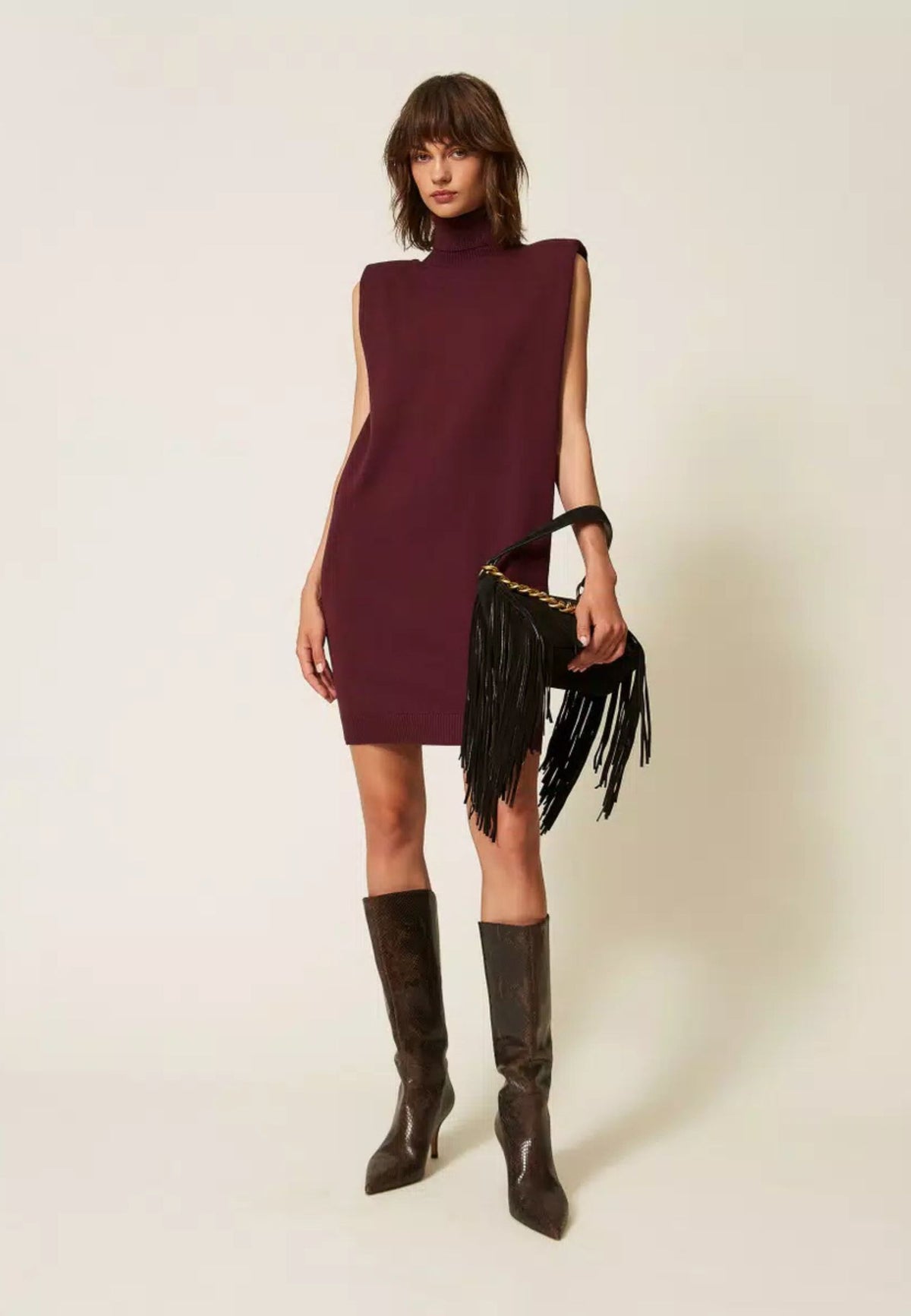 Abito corto Twinset smanicato in maglia 