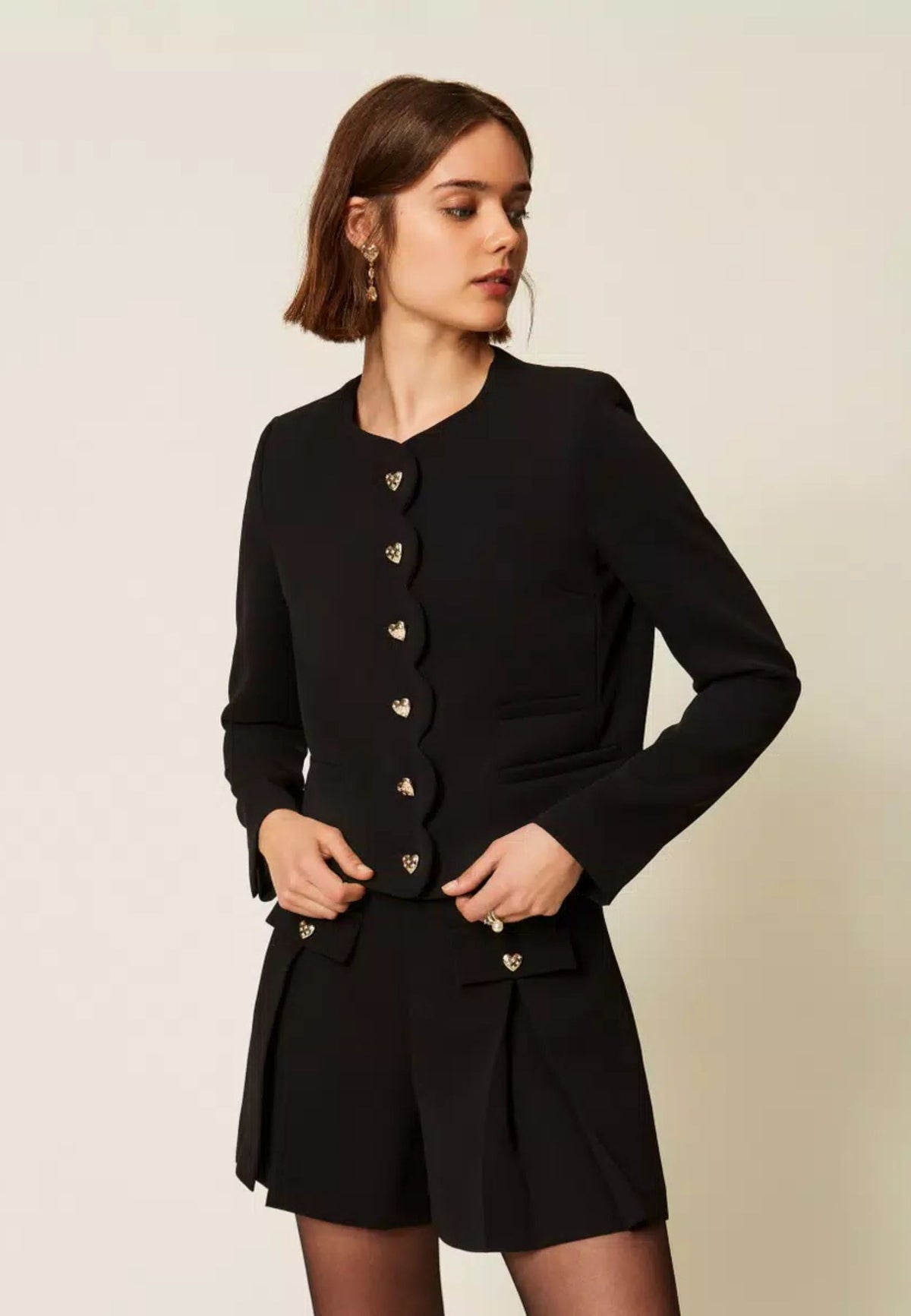 Giacca Twinset in crêpe con bottoni a cuore 