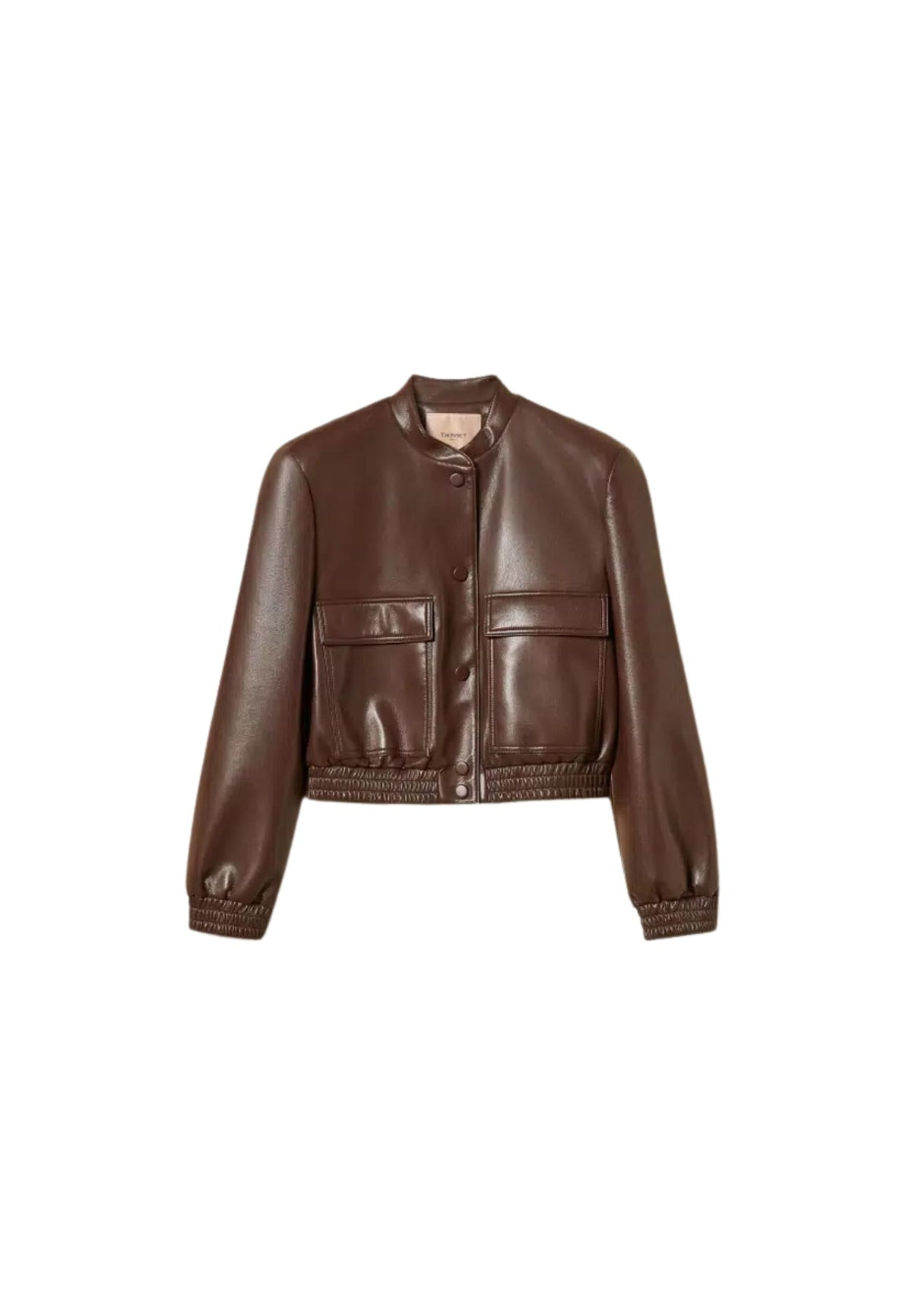 Bomber Twinset effetto pelle con tasche 