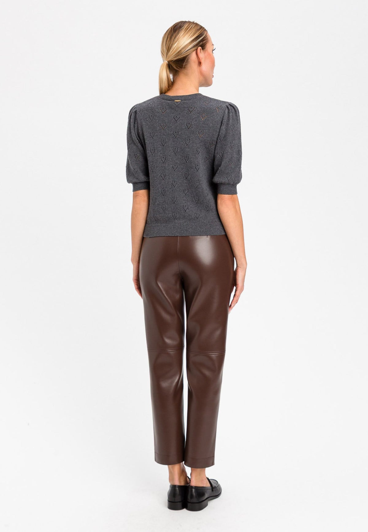 TWINSET - Pantalone effetto pelle marrone 