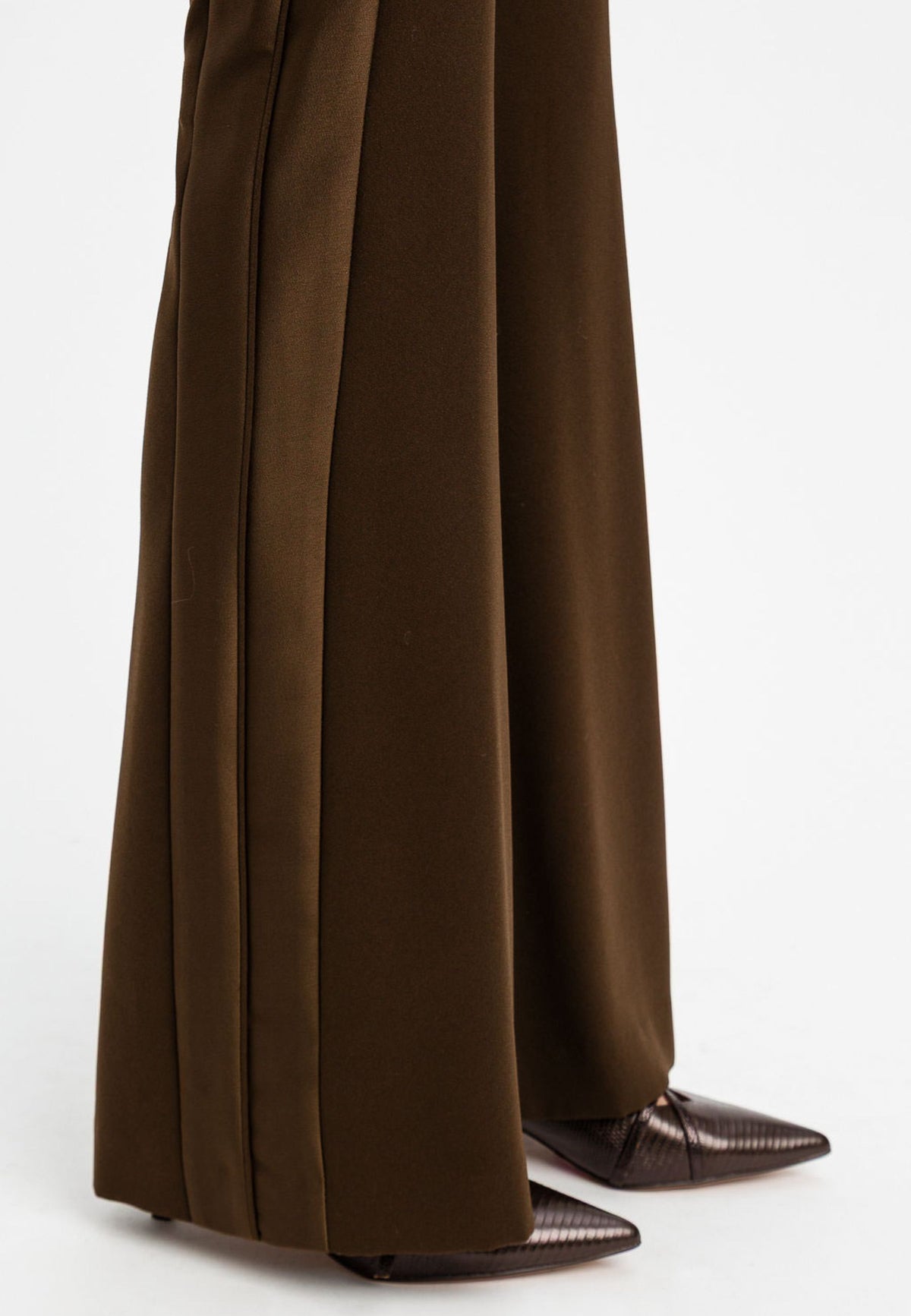 TWINSET - Pantalone flare marrone 