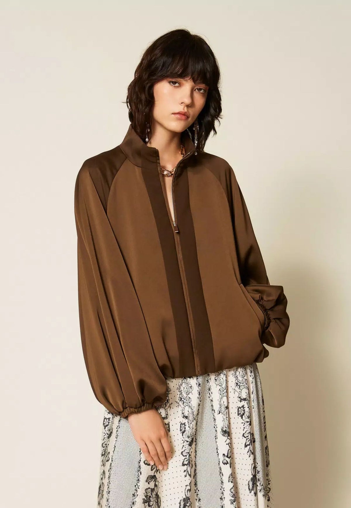 Giacca Twinset balloon in envers satin 