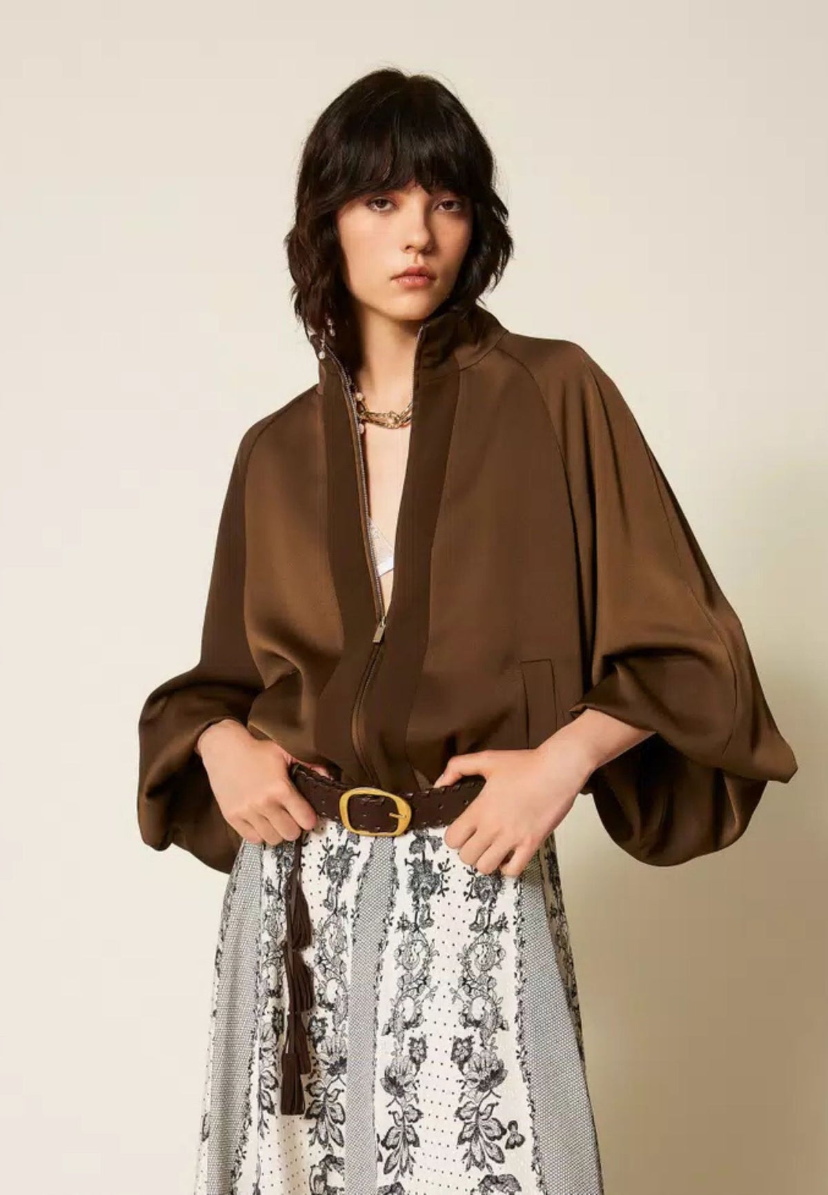 Giacca Twinset balloon in envers satin 
