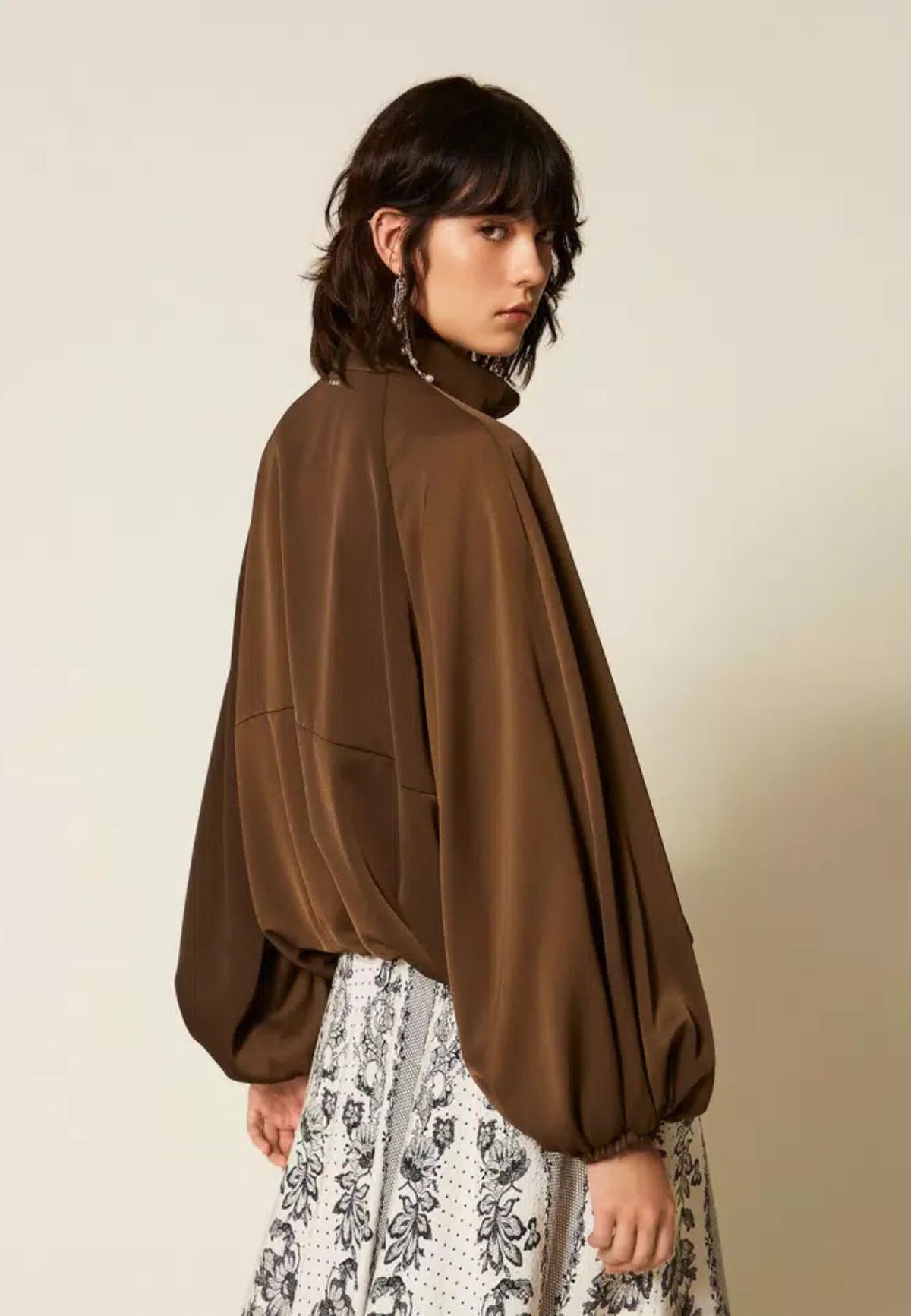 Giacca Twinset balloon in envers satin 