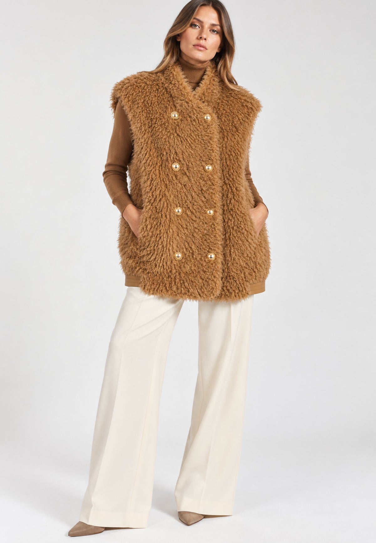 Gilet Twinset effetto teddy doppiopetto 