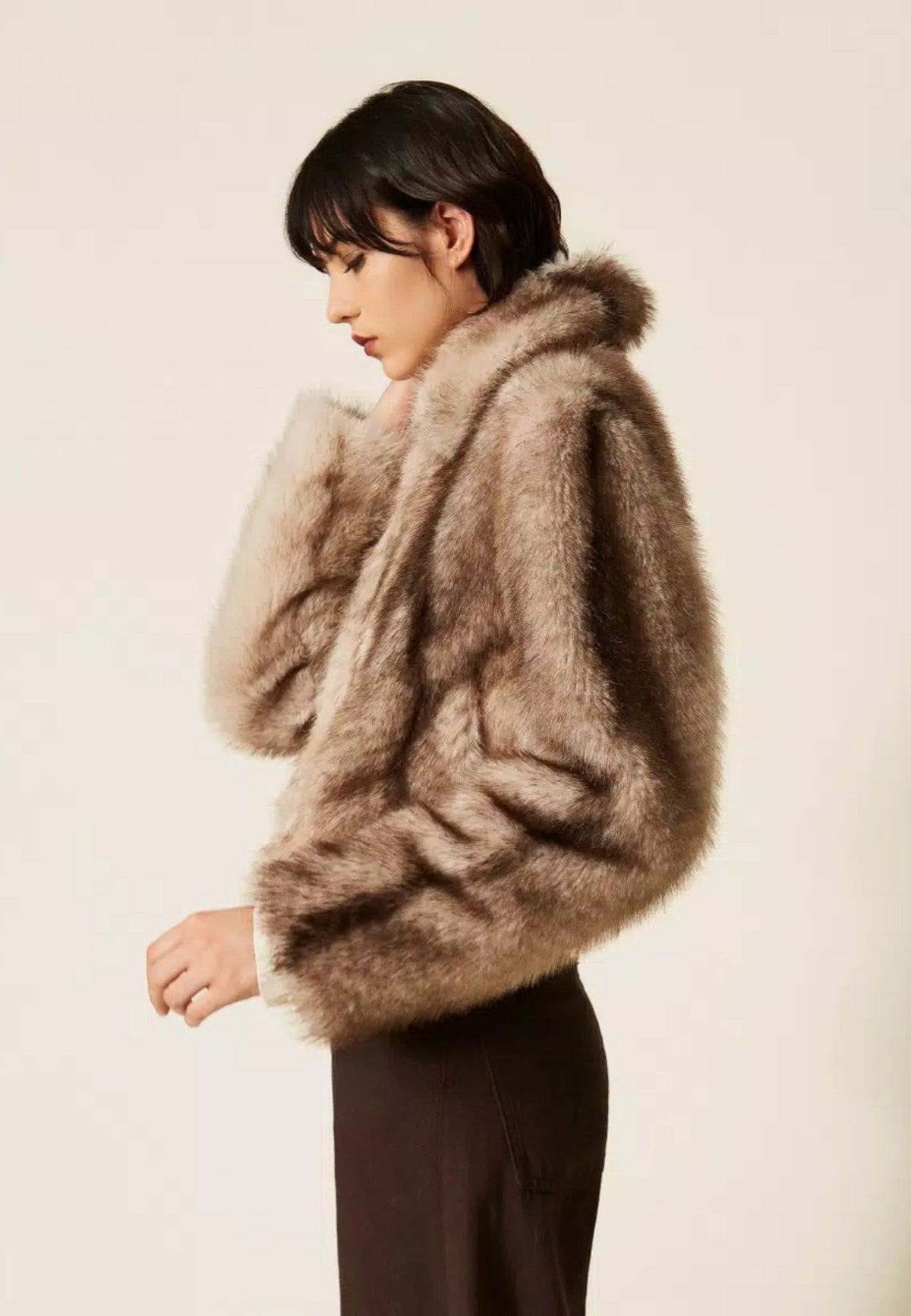 Giacca Twinset in faux fur a stampa sfumata 