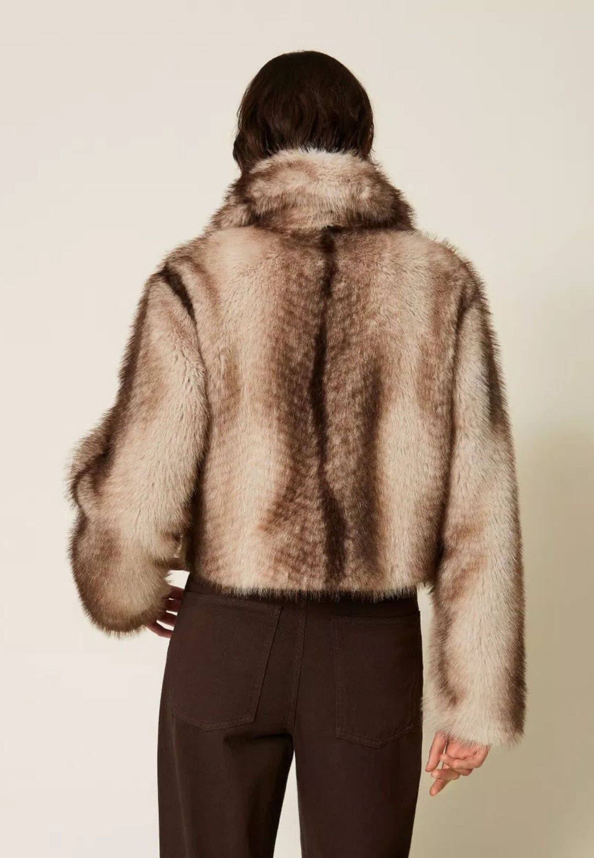 Giacca Twinset in faux fur a stampa sfumata 