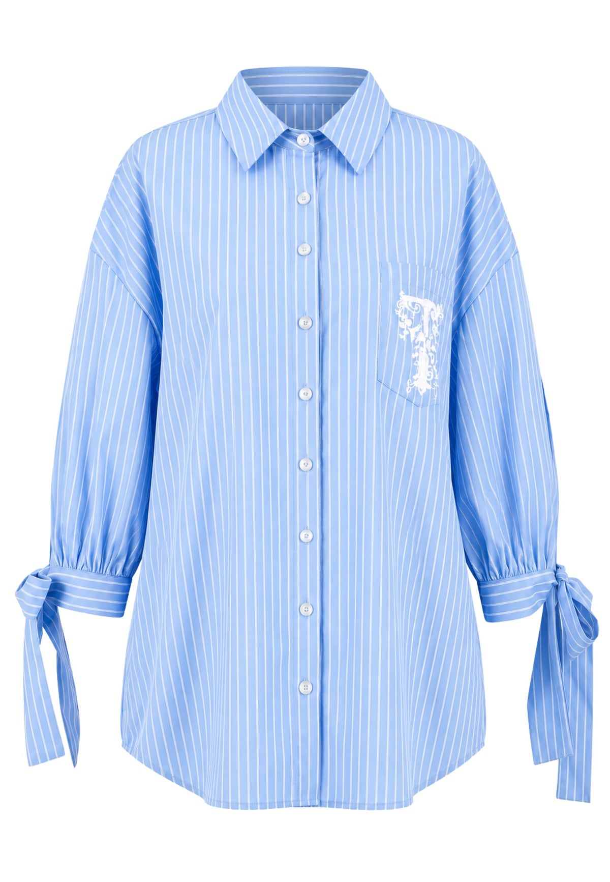 Twinset Camicia Oversize a Righe con Ricamo 