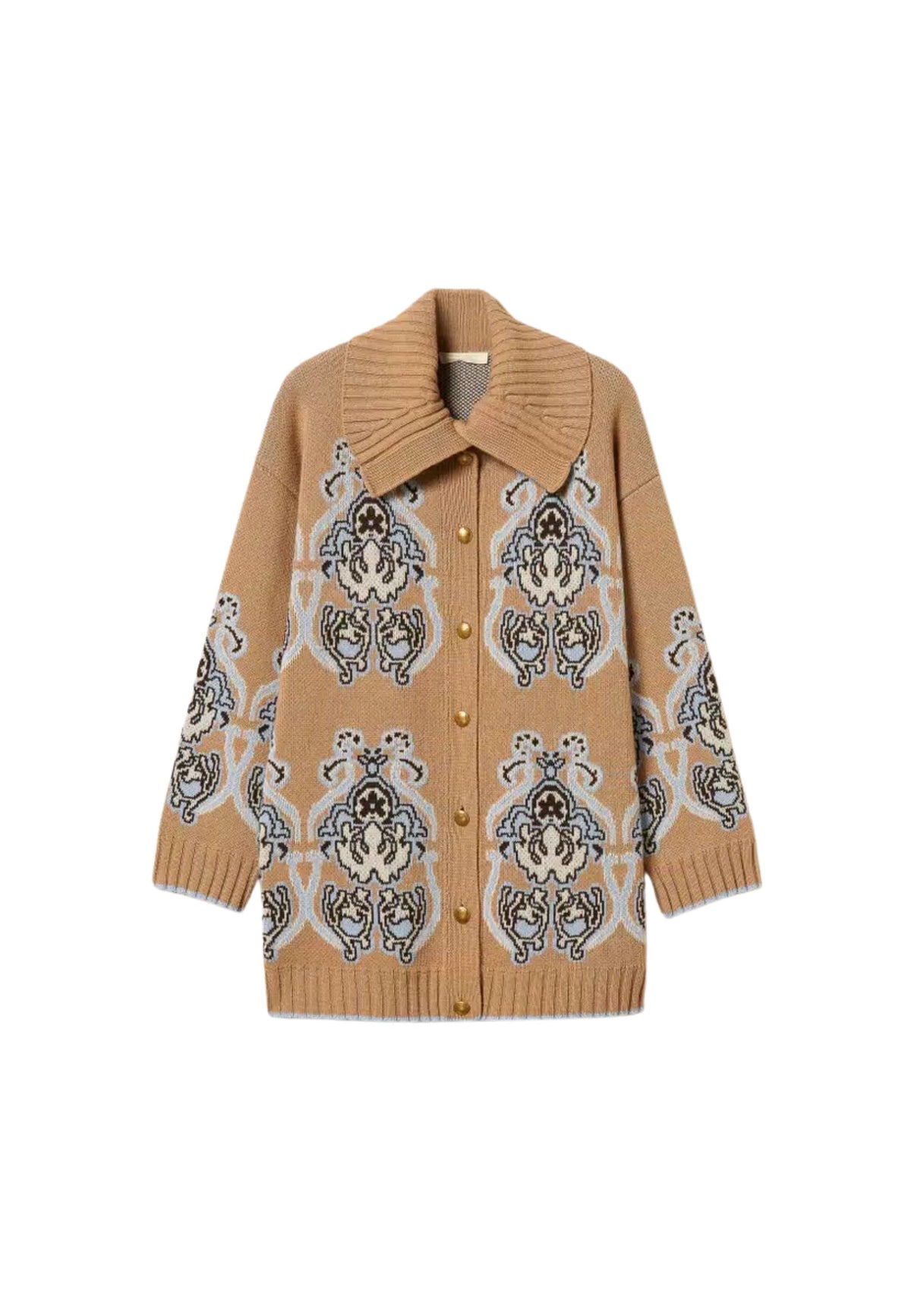 Twinset Milano - Cardigan lungo in misto lana jacquard 