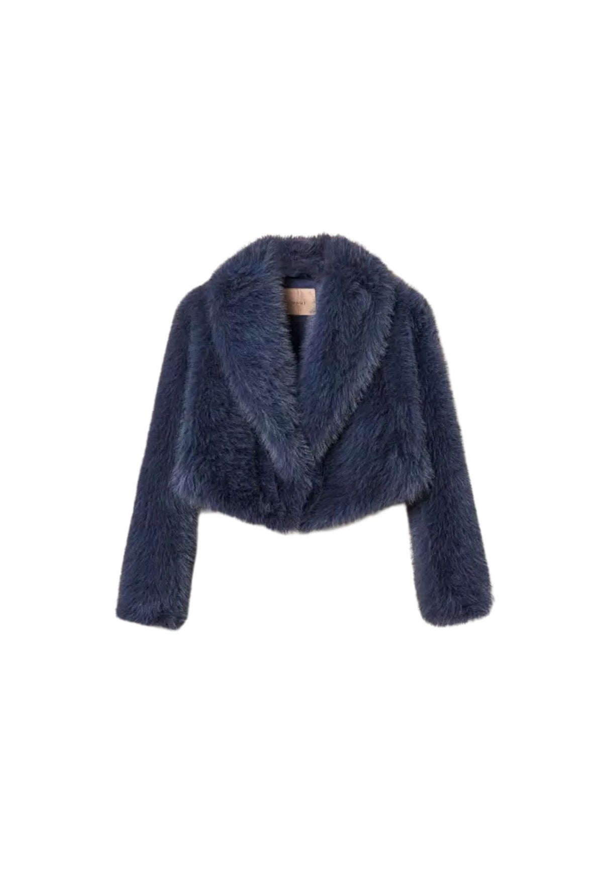Twinset - Giacca Corta in Faux Fur Blu Indaco 
