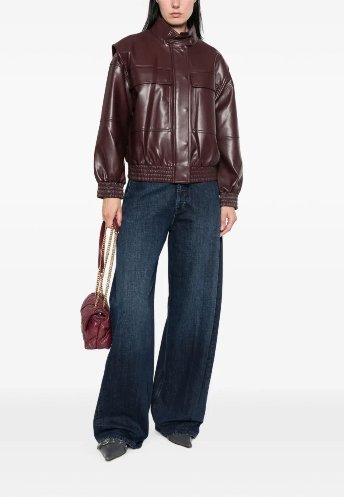 Twinset Bomber in pelle sintetica borgogna 