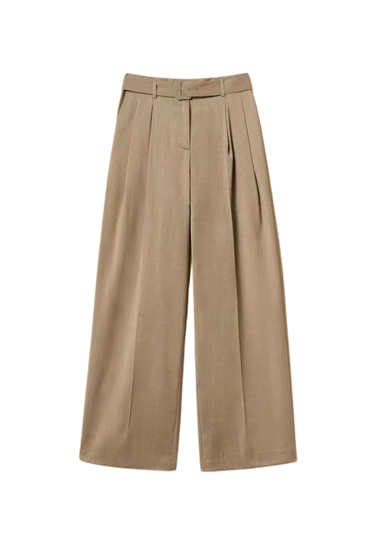 Twinset - Pantaloni a Palazzo in Raso Opaco con Cintura 