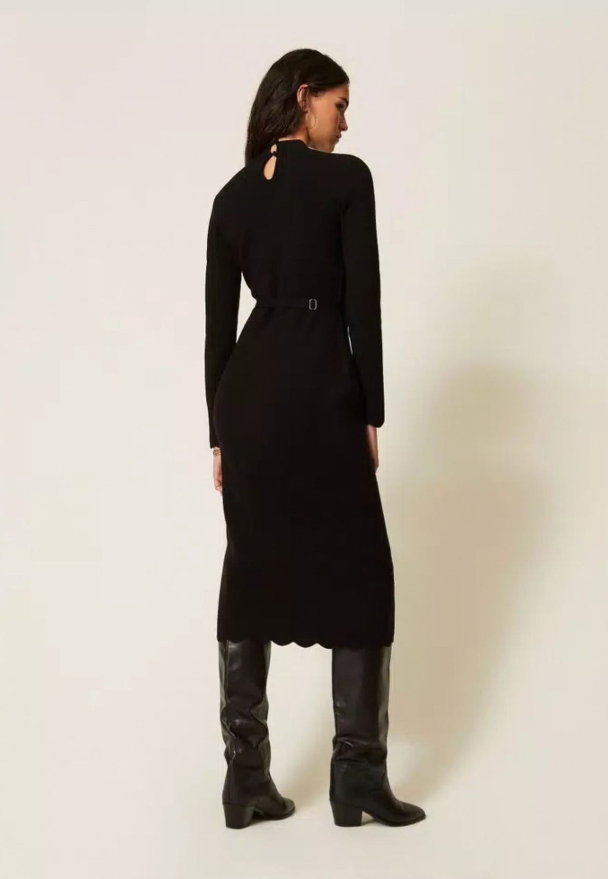 Twinset Abito lungo in maglia con cintura 