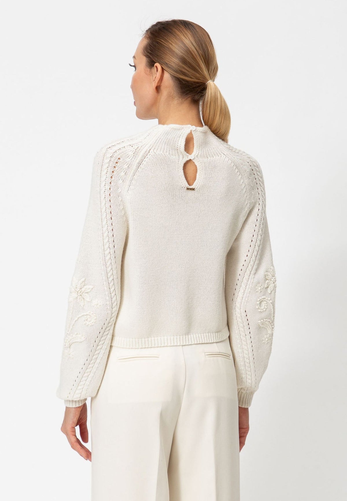 Twinset - Maglia in misto lana con lavorazione traforata 