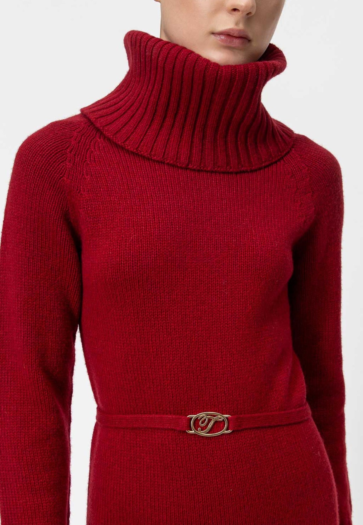 Twinset - Abito lungo in maglia con cintura 