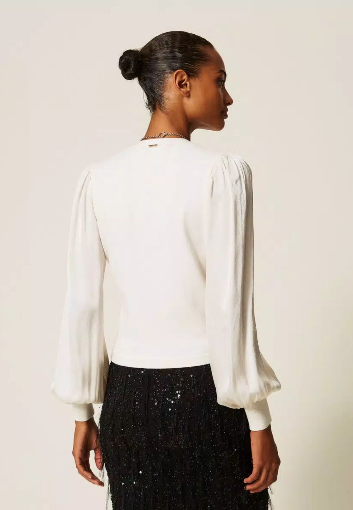 Twinset - Maglia con Maniche in Tessuto Jacquard 