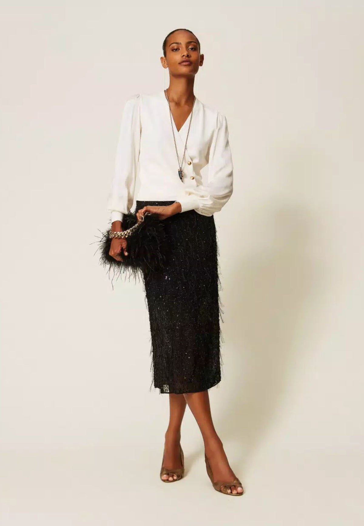 Twinset - Maglia con Maniche in Tessuto Jacquard 
