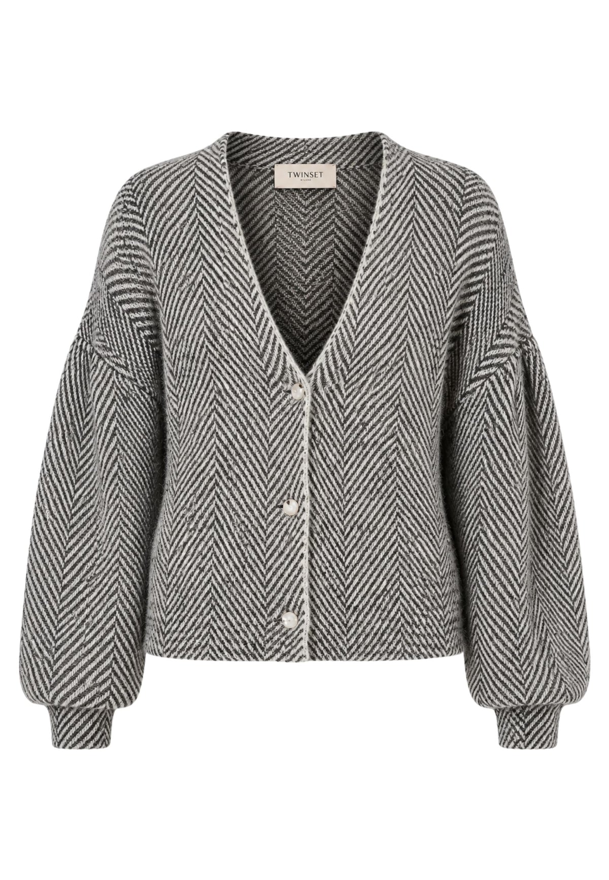 Twinset - Cardigan Chevron in Misto Mohair e Lurex 