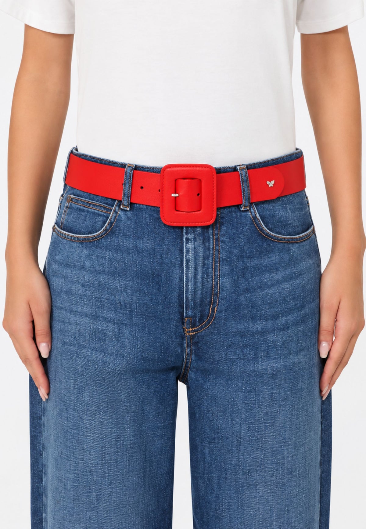 Weekend Max Mara - Cintura in nappa rossa con fibbia squadrata 