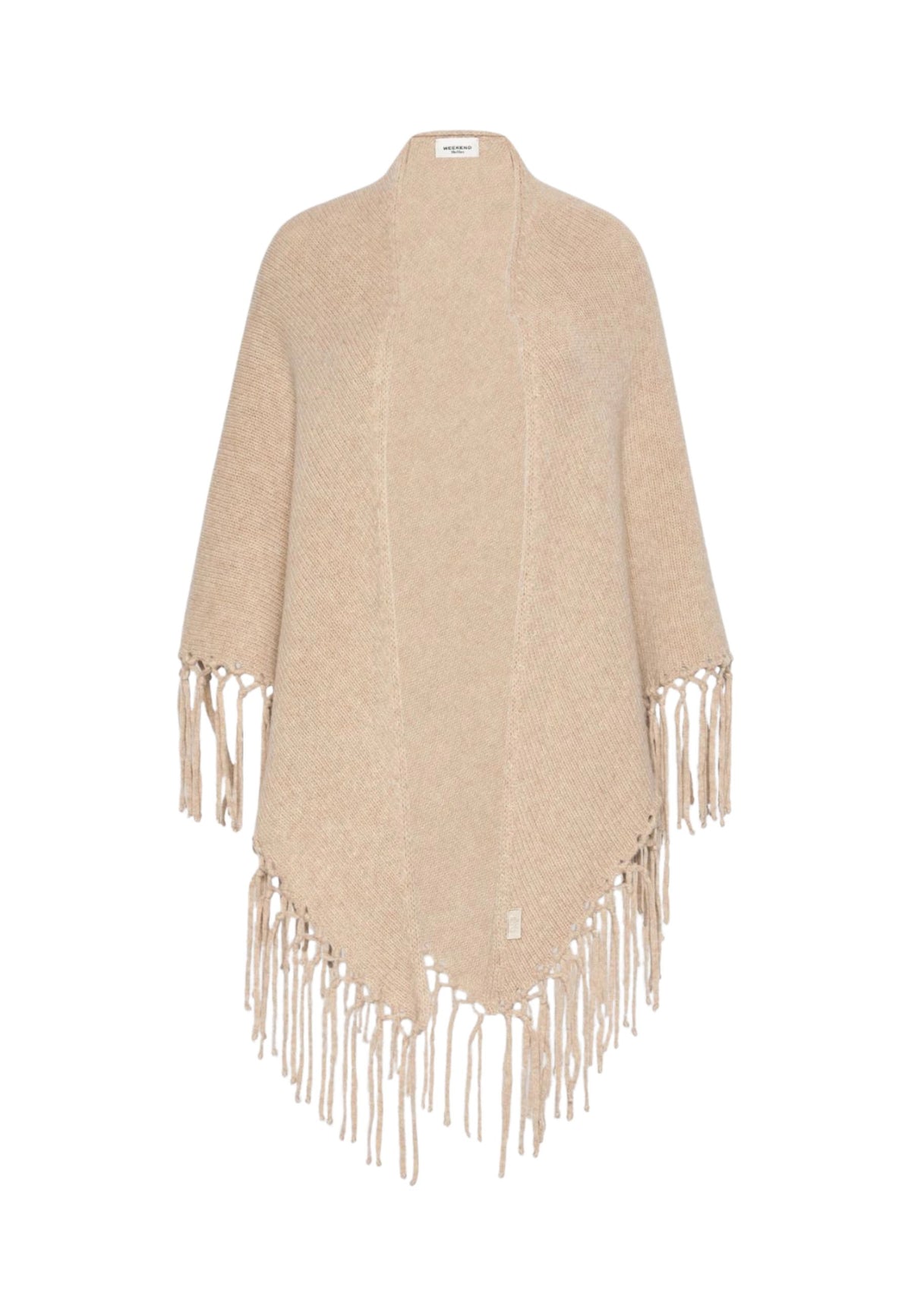 Weekend Max Mara scialle in lana con frange caramello 